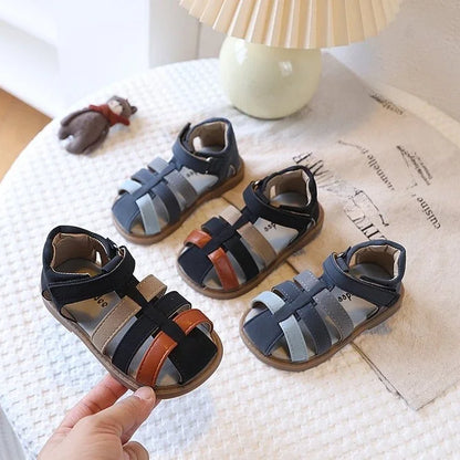 Boys Summer Closed Toe Sandals Anti-Collision Soft Sole Beach Shoes Non-Slip Rubber Bottom Toddler Casual Footwear 21-30