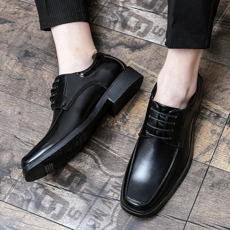 Men's Dress Shoes Classic Formal Leather Shoes For Men Square Toe Social Casual Business Shoes Man Party Wedding Leather Men