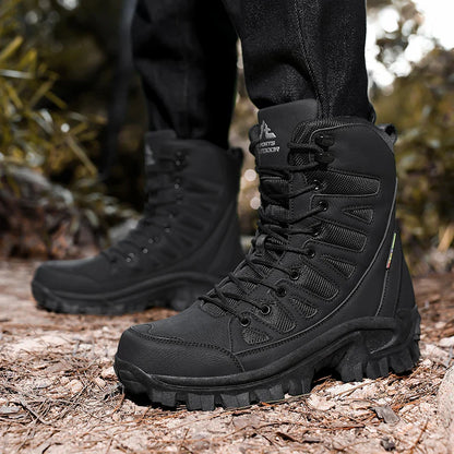 New Men's Boots Fashion Outdoor Men Hiking Boots High Top Breathable Men Desert Combat Ankle Boots Non-slip Motorcycle Boots