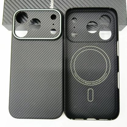 Genuine Aramid Carbon Fiber Mag Safe Magnetic Case For iPhone 17 Pro Max 17Pro Matte Camera Hole Thin Hard Armor Cover
