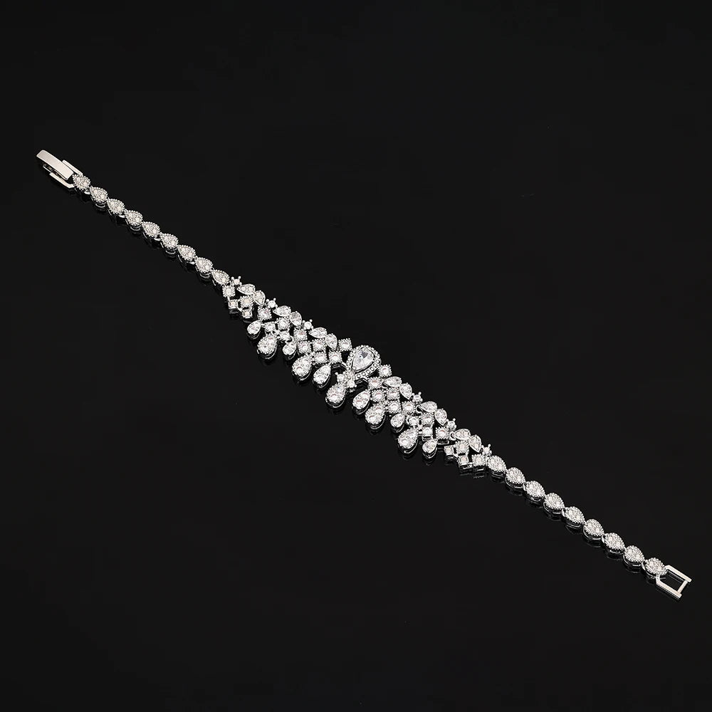 Luxury 4 Pieces Bridal Wedding Jewelry Set for Women Sparkling Cubic Zirconia Nigeria Bride Accessories