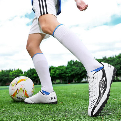 New Men Football Boots Breathable Professional Soccer Shoes Turf Outdoor Non-slip Long Spikes Adult Ultralight Training Futsal