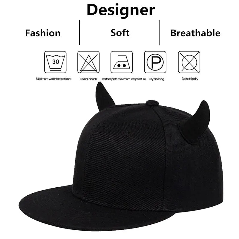 Unisex Horns Snapback Hip-hop Hats Spring and Autumn Outdoor Adjustable