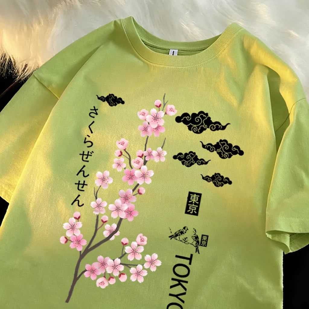 You Can Enjoy Cherry Blossoms From Tokyo T Shirt Men Summer Casual Top Soft Unisex Clothes Loose Cotton Male Colour Short Sleeve