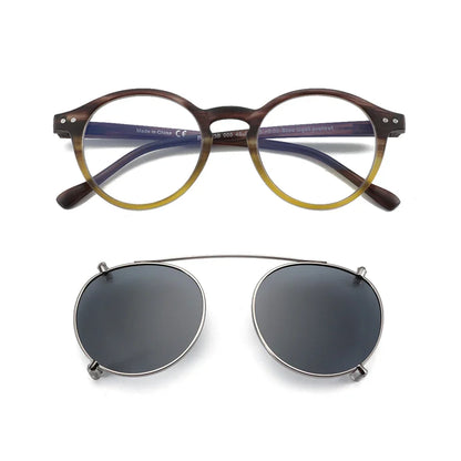 Steampunk Style Glasses (Anti Blue Light Blocking Eyewear) + Clip Lenses（Polarized Sunglasses Clips）for Women Men