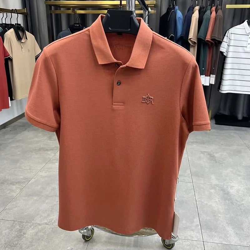 High end 100% cotton short sleeve T-shirt men's lapel top 2024 summer new designer brand embroidery fashion casual polo shirt