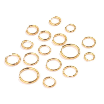 10pcs Stainless Steel Small Hoops Earring Piercing Ear Cartilage 8-20mm Women Men Stainles Steel Round Circle Pendientes