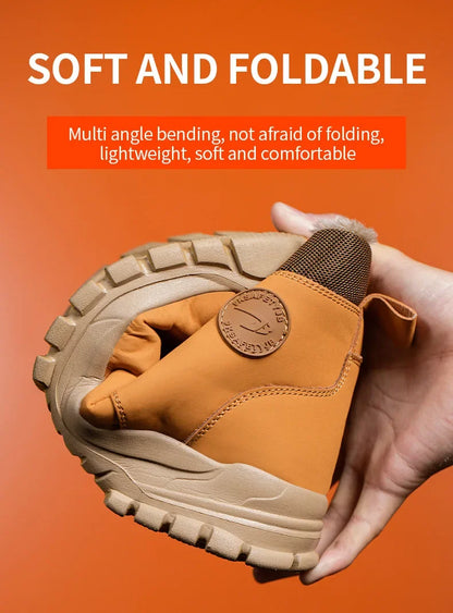 Winter Warm Men's Work Safety Boots Waterproof Rugged Steel Toe Shoes Sneakers Safety Protection Coldproof