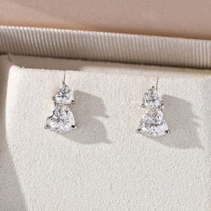 Cute Heart Cut 3CTTW All Moissanite Stud Earrings for Women 925 Sterling Silver Sparkling Diamond Ear Jewelry Plated 18K