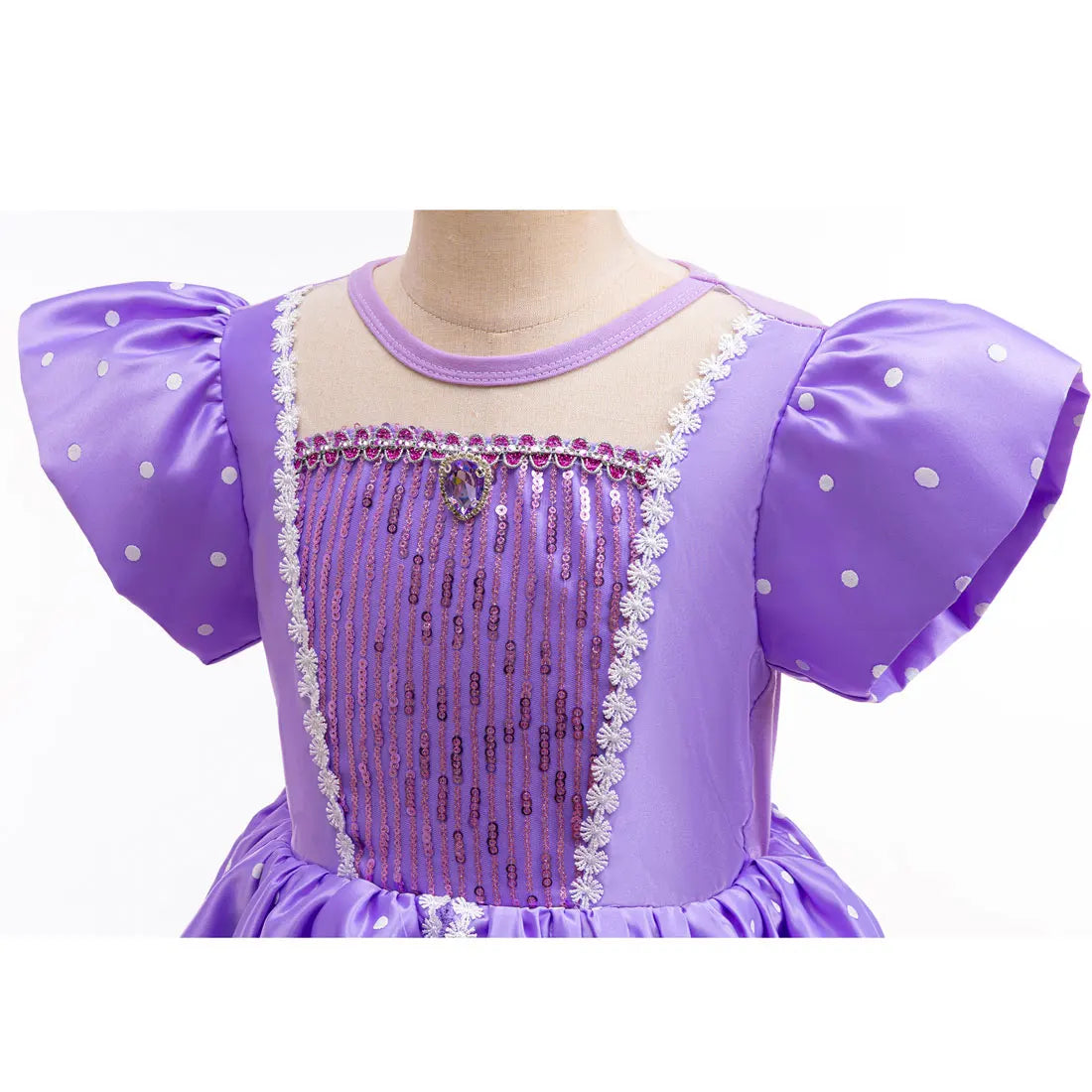Sofia Princess Dress For Girl Summer Dress Birthday Carnival Party Sophia Sleeve Fluffy Ball Dress + Accessories