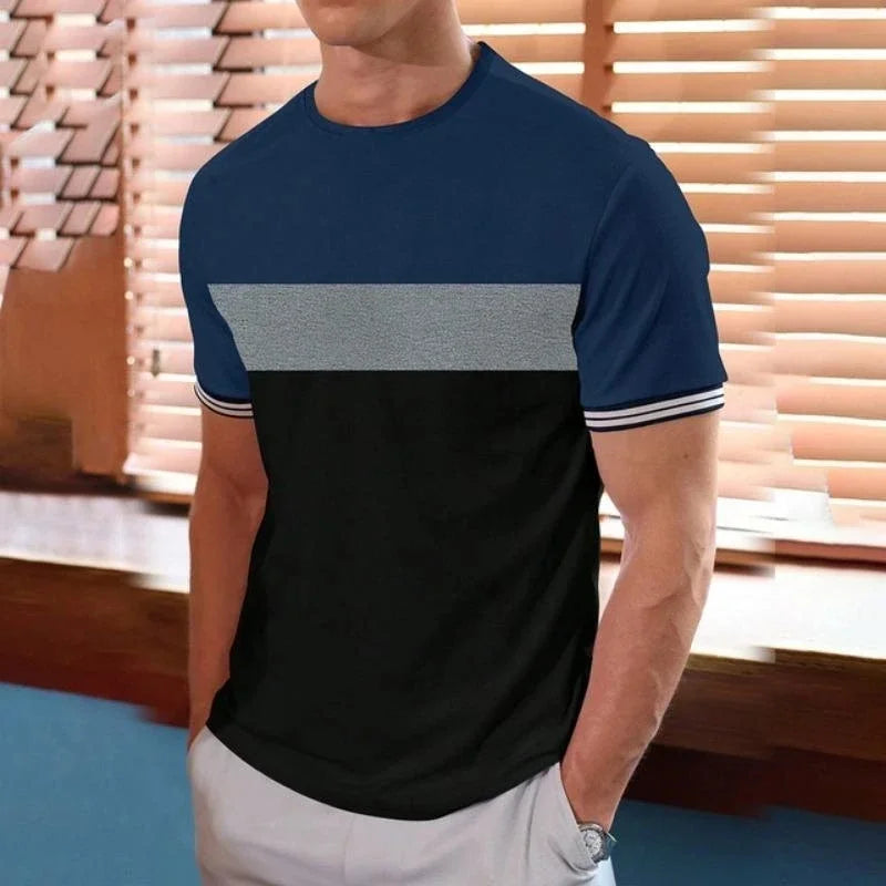 Camiseta masculina de verão, gola redonda, estampada, Harajuku, streetwear, esportiva, casual, manga curta, tamanho grande, top confortável