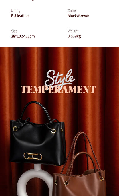 Women's handbag 2025 autumn new black minimalist tote bag dual-use commuting women's bag