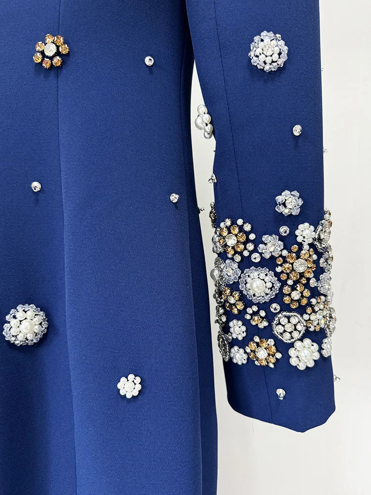 Fashion 2026 Designer Party Vestido Women's Formal Long Sleeve Luxurious Beaded Long Maxi Dress
