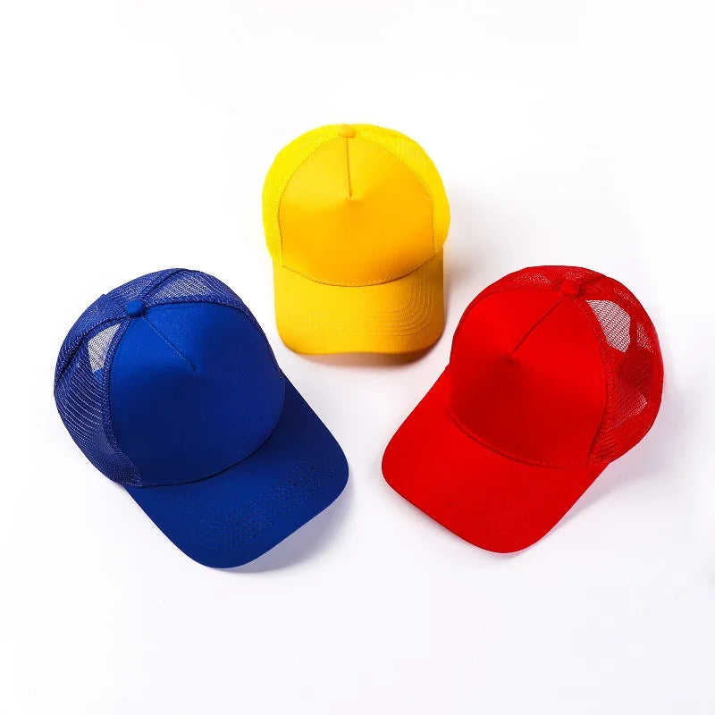 Custom Trucker Hat Logo Cotton Mesh Breathable Baseball Cap Women Men Summer Sunshade Mesh Cap 5 Panels Truck Hat Cap Wholesale