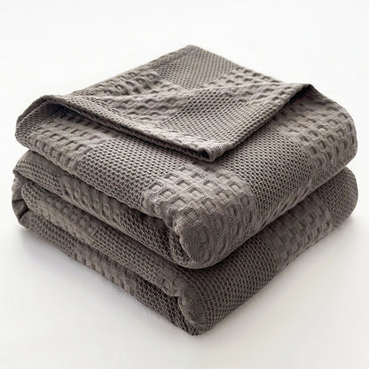 Cotton Throw Blanket Soft Breathable Waffle Blanket for Twin Queen King Bed Decorative Plaid Sofa Blankets Summer Throws