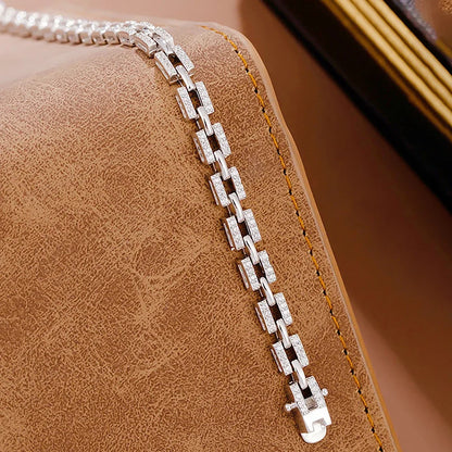 Hip Hop Moissanites Diamond Bracelets 925 Sterling Silver Cuban Chain Luxury Designer Tank Chain for Women Party Fine Jewelry