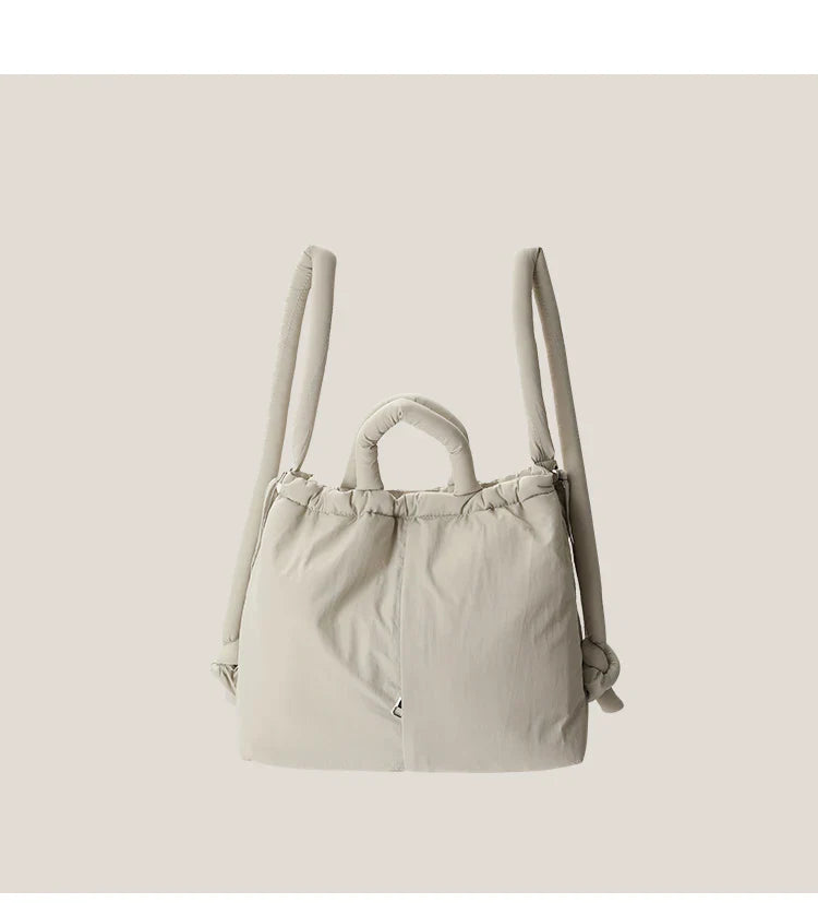Casual nylon padded tote bag designer soft puffer women shoulder crossbody bags Simple Vintage large capacity handbags 2025