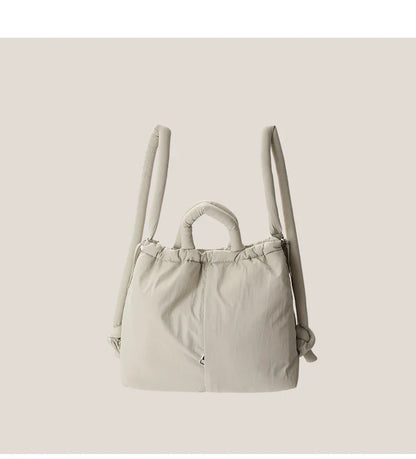 Casual nylon padded tote bag designer soft puffer women shoulder crossbody bags Simple Vintage large capacity handbags 2025