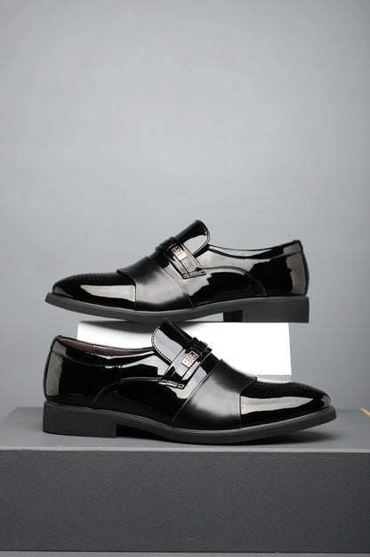 Burgundy Glossy Business Shoes Two-Tone Leather Formal Footwear