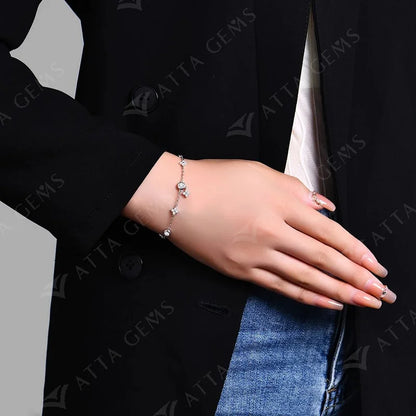 Classcial Moissanite Bracelet for Women 925 Sterling Silver Soild 18K 14K 10K Gold Pearl Bracelet for Party Anniversary