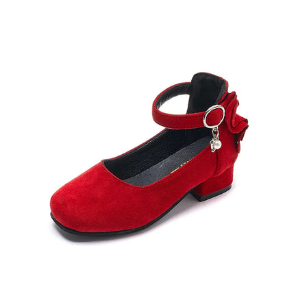 Little Girls Leather Shoes High Heel Baby Girls Party Shoes Bowknot Kid High Heel Shoes for 2023 Spring Princess Pink Shoes PU