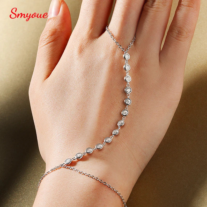 14-21CM Adjustable All Real Moissanite Bracelets for Women Girls Sparkling Chain Lab Diamond GRA Pure S925 Silver Jewelry
