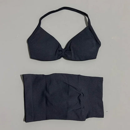 2 Piece Sports Yoga Set Sportswear Woman Gym Strappy Bra And Shorts Activewear Pilates Clothes Sports Workout Fitness Suit