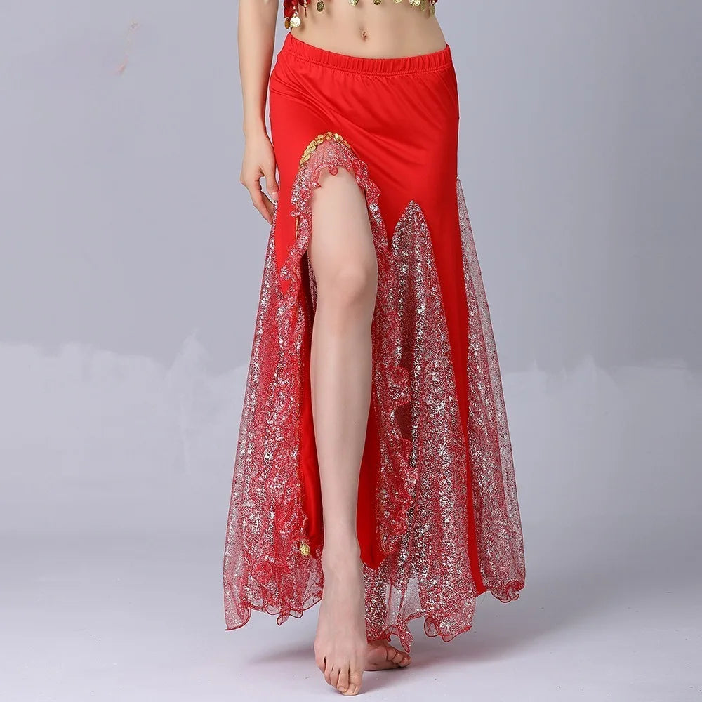 Belly Dance Long Skirt Women Clothing Fashion Clothes Streetwear Harajuku Sequin Hotsweet Performance Costume Dance Wear Stage