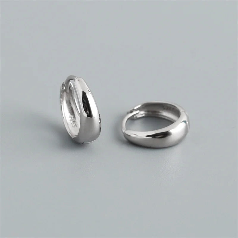 925 Sterling Silver Simple Statement Matte Large Huggies Hoop Earrings for Men Women Fine Gothic Punk Charms S925 Jewelry