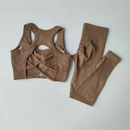 Sexy Back Design Fitness Bra for Women Pilates Shock-Proof Running  Training Tight Sports Pants Yoga Outfit Set