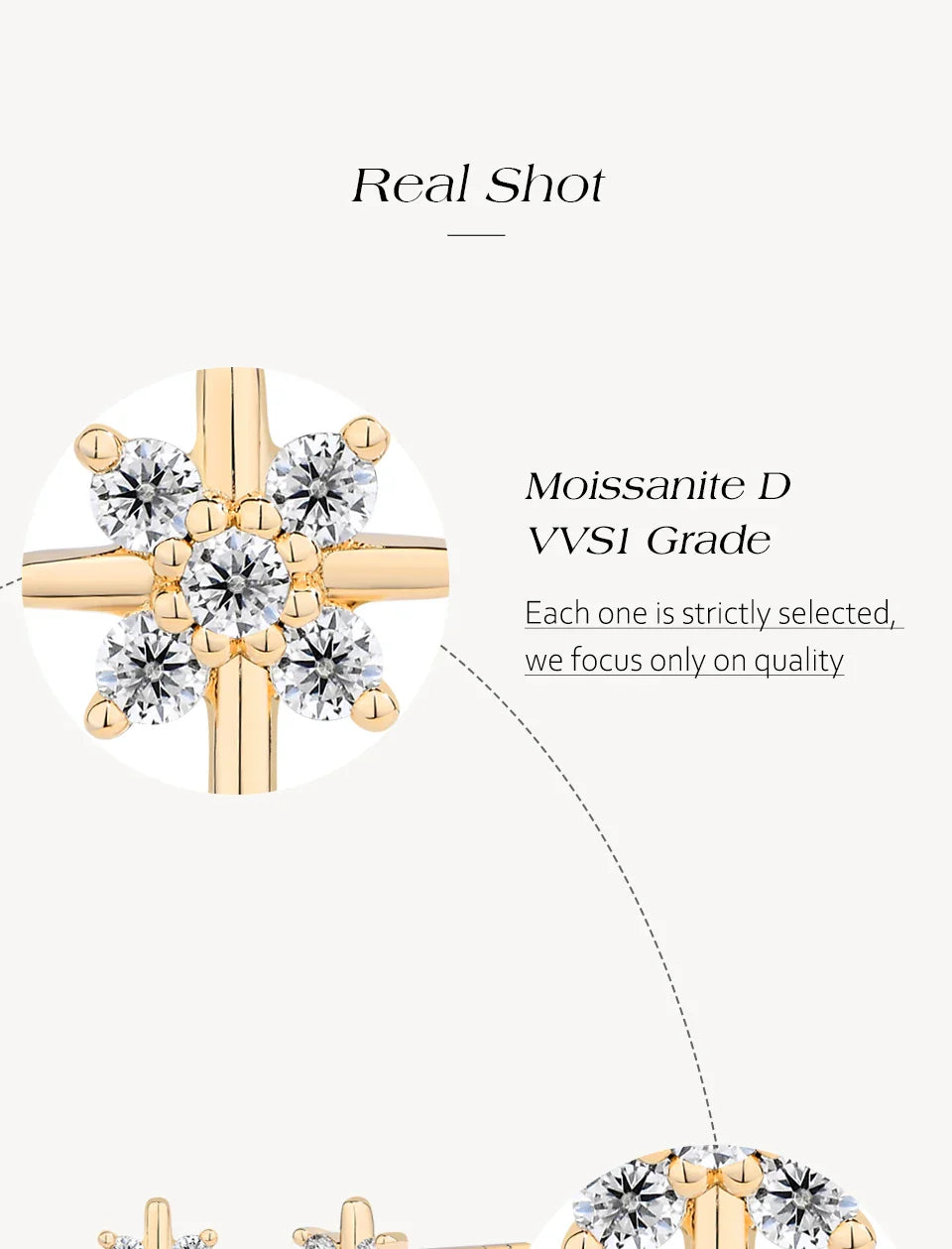 Snowflake Moissanite Earrings DVVS1 Real 925 Sterling Silver 18K Gold Plated for Women Wedding Engagement Party Jewelry