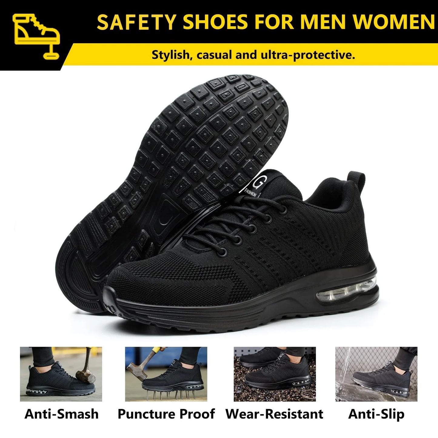Anti Smash Protective Work Shoes Men Women Anti-puncture Indestructible Shoes Air Cushion Work Shoes Steel Toe Safety Shoes Man