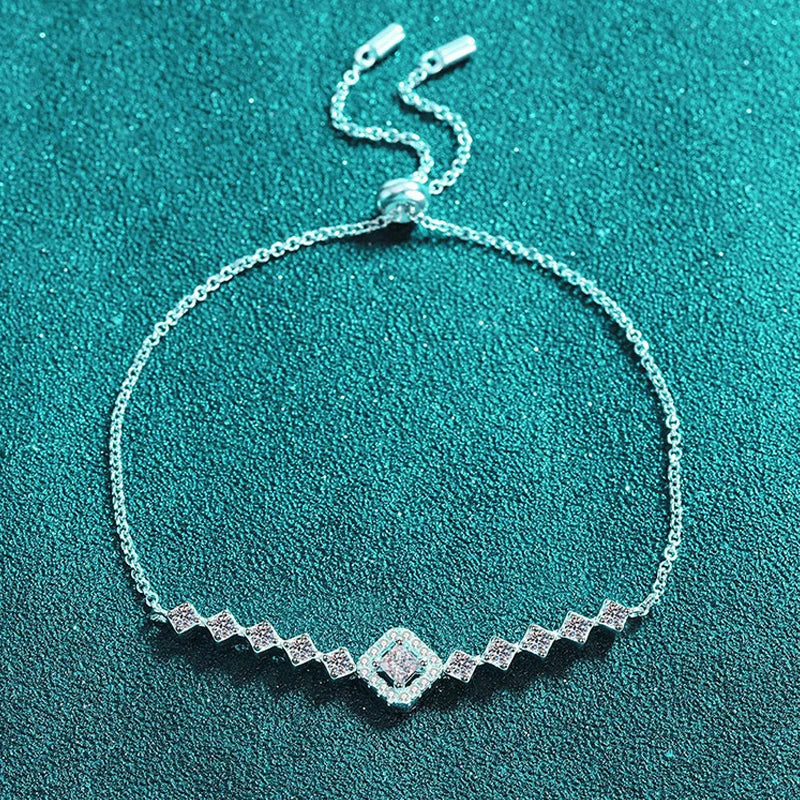 3*3mm 0.7cttw Full Moissanite Bracelets for Women Princess Cut Square Luxury Chian S925 Sterling Silver Wholesale Jewelry