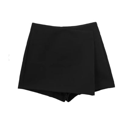 Women Fashion Pareo Style Asymmetric Shorts Skirts Vintage High Waist Side Zipper Female Skort Mujer