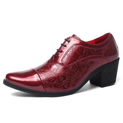 Red High Heels Shoes Man Dress Shoes Luxury Elegant Men's Leather Shoes Big Size 38-46 Pointed Toe Italian Wedding Shoes For Man