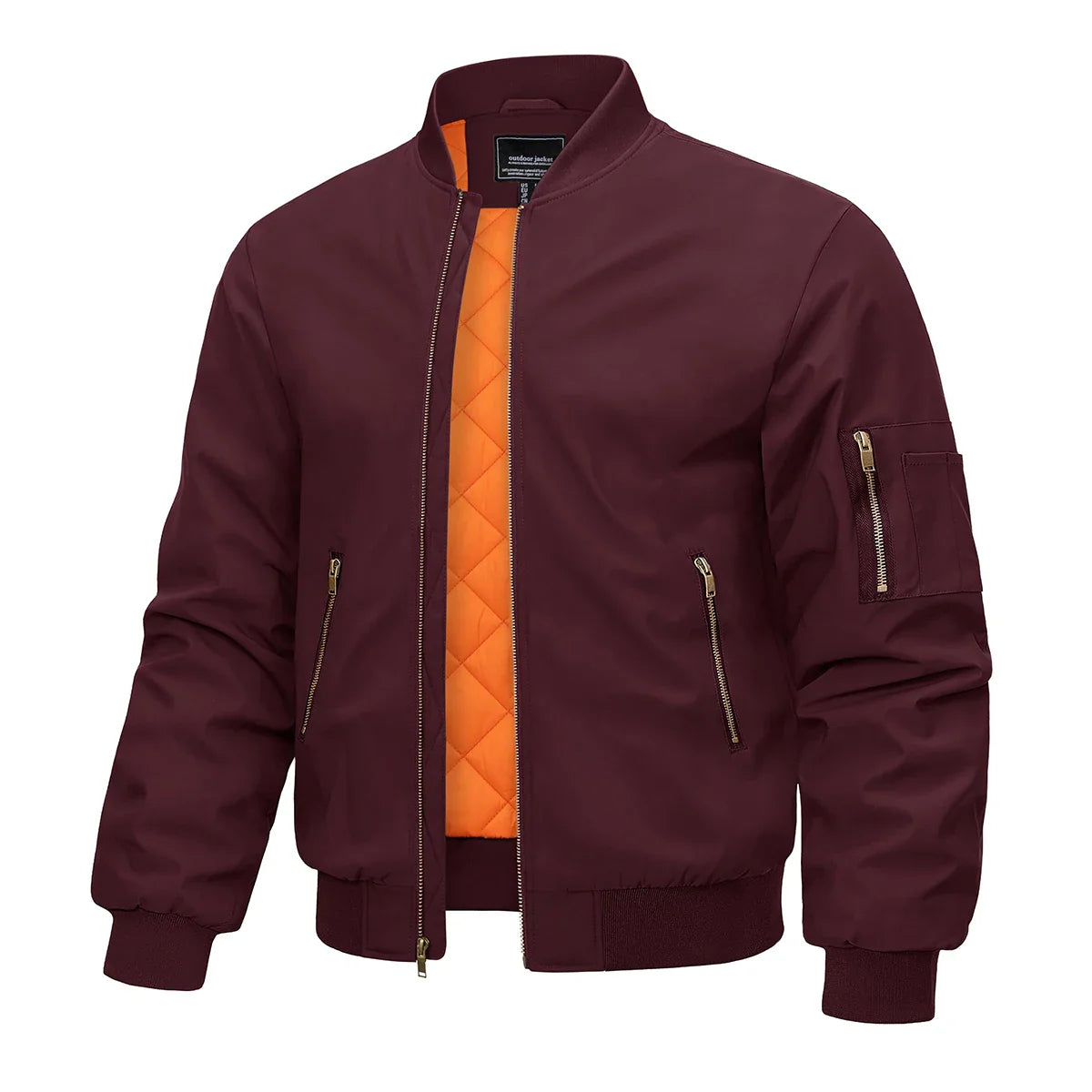 Bomber Jacket Men Warm Zip Up Winter Padded Coat Casual Baseball Jackets Pilot Windbreaker Varsity Jackets