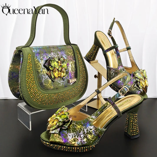 Essential for Banquets  High Quality Designer Luxury Shoes and Bag  Exquisite HandBag with Peep Toe Shoes Sexy High-Heeled
