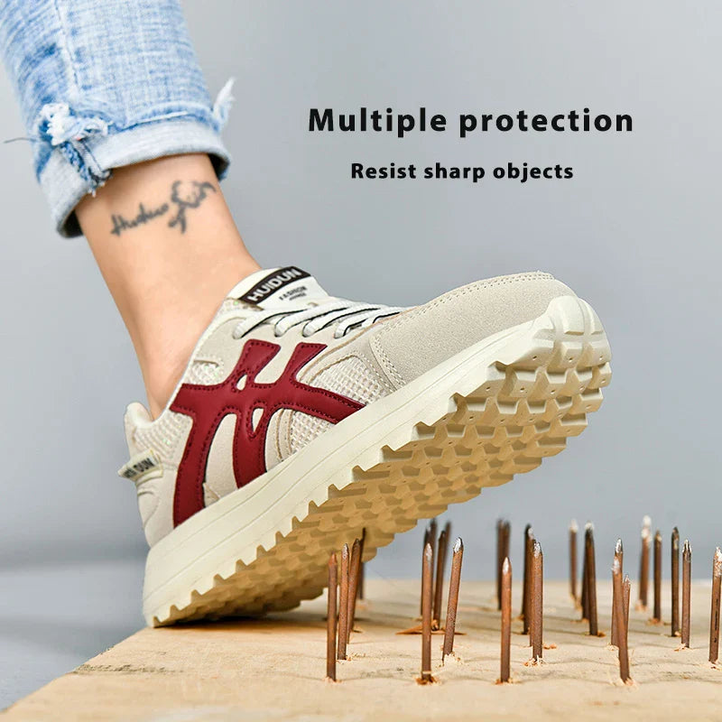 Lightweigh Women safety Shoes Comfor security tennis work shoes woman steel toe Sneakers Breathable Non-Slip summer work boots