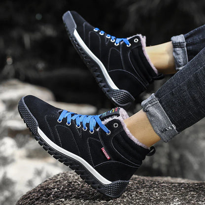 New Winter Sneakers for Men, Velvet Warm High-Top Cotton Shoes, Korean Style Casual Snow Boots, Boots, Men's Shoes, Autum Skateboard Shoes