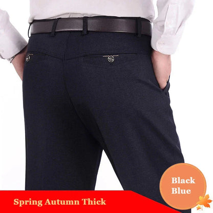 Men's Casual Business Suit Pants Full Length Soft Trim Brand Trousers Regular Straight Black Grey Large Size 28-40 GOZBKF