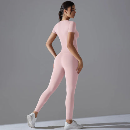 Quick-Drying Gym Leggings Set Yoga Suit Sports Set Sleeve Breathable Stretchy GYM Yoga Slim Fitness Active Top Tight Yoga Pant
