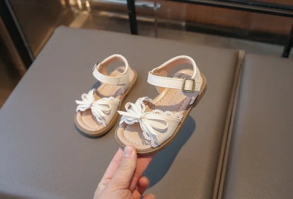 Girls Cute Lace Bow Princess Sandals New Little Kids Soft-soled Beach Summer Shoes Size 22-31