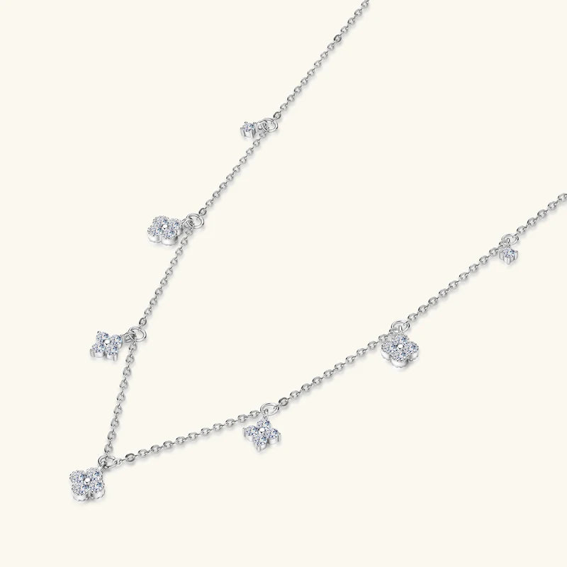 3mm D Moissanite Jewelry Set Clover Flower Pendant Necklace Earrings Bracelet 3 in 1 Sets for Women 925 Silver Charm Gifts