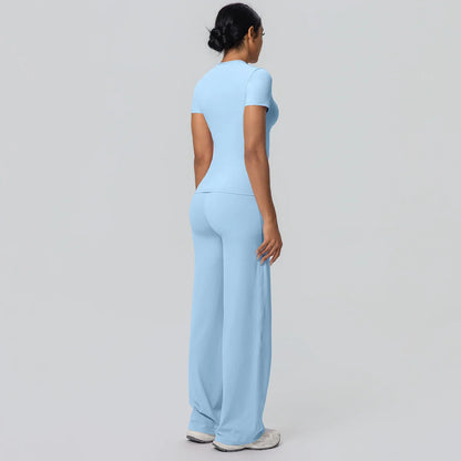 Fitness Sports Workout Yoga Set for Women Naked Feel Slim Casual Workout Top T-Shirt Quick Drying Push Up Running Pants Yoga Set