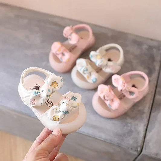 Summer Kids Sandals Cute Bow Baby Girl Shoes Soft Bottom First Walkers Princess Sandals