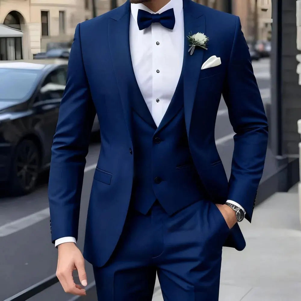 Business Casual MC Wedding Groom Best Man Dress Jacquard Men's Suit Three-piece Set  Wedding Suits for Men  Mens Suits  Suit