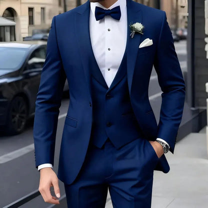 Business Casual MC Wedding Groom Best Man Dress Jacquard Men's Suit Three-piece Set  Wedding Suits for Men  Mens Suits  Suit