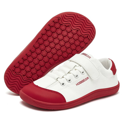 Boys Girls Barefoot Shoes Kids Wide Toe Minimalist Sneakers Lightweight Hook Loop Artificial Leather Fabric Shoes