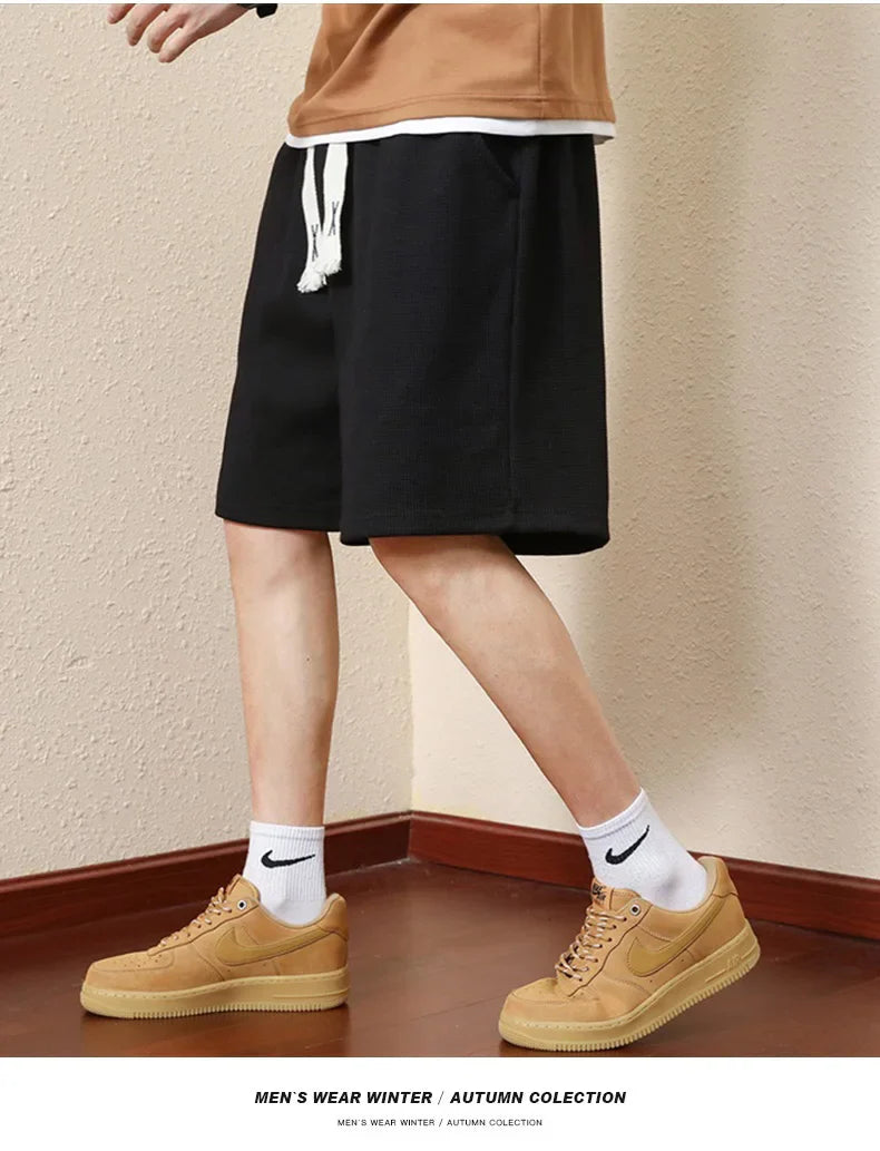 Men's Bermuda Shorts Loose Straight Barrel Beach Shorts Fashion Knitted