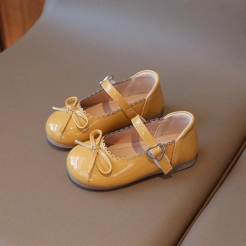 Summer Girl's Princess Shoes Bowknot Round Toe Hook-loop Shallow Cute Daily Kid's Flat Shoe Solid Colors Anti-slip Children Shoe